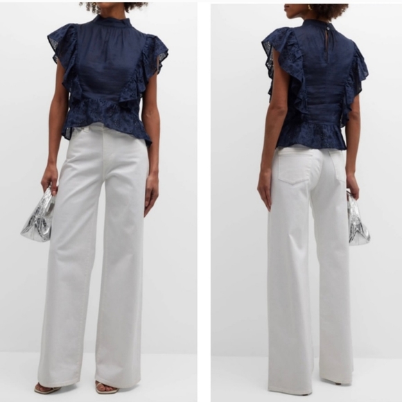 NWT FRAME White Eyelet Peplum Top - S - Picture 12 of 12